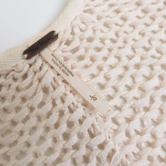 Free People Simply Sienna Cardigan Ivory Open Front Sweater Large - Picture 5 of 13